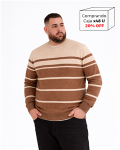 P8111 - Sweater Escote Redondo Rayado TALLE ESPECIAL